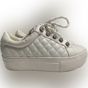 Kurt Geiger London White Leather Sneakers Liviah Quilt size 36 or 6